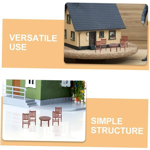 Set Tavolo e Sedie Miniatura Realistici per Casa delle Bambole, Accessori di Arredamento