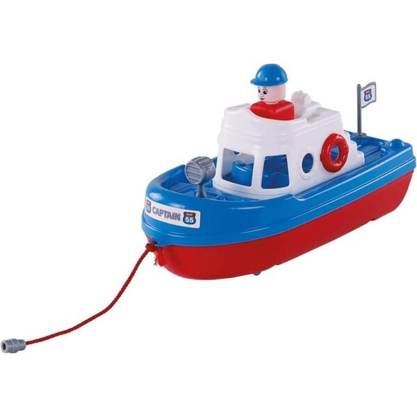 Bateau Giocattolo 31cm con Capitano Blu e Bianco per Bambini
