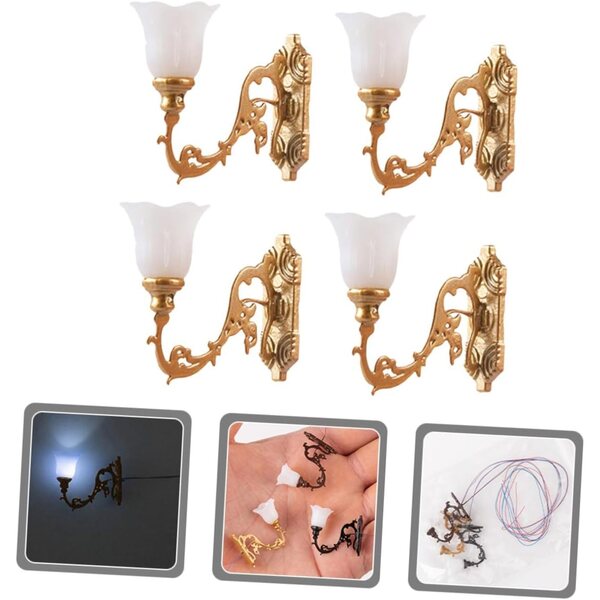 ORFOFE 4 Lampade Mini da Parete per Casa delle Bambole e Miniature Decorazione