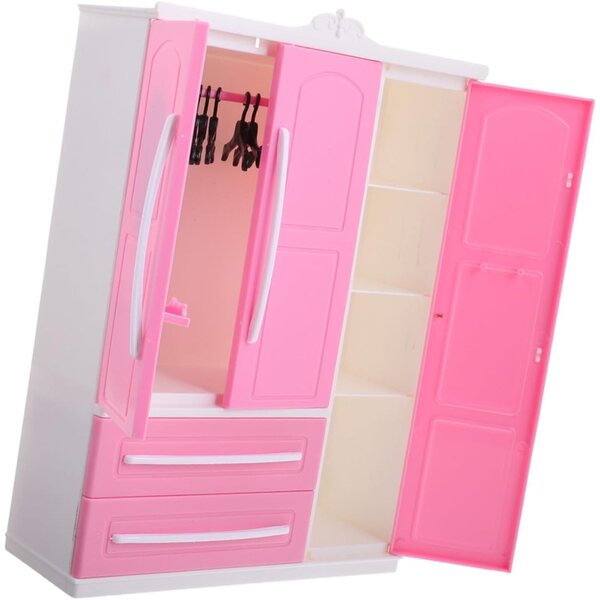 ERINGOGO Puppengarderobe mit 10 Kleiderbügeln – Miniatur-Kleiderschrank 25,5 x 18 x 6,5 cm