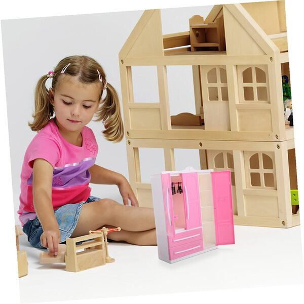 ERINGOGO Puppengarderobe mit 10 Kleiderbügeln – Miniatur-Kleiderschrank 25,5 x 18 x 6,5 cm