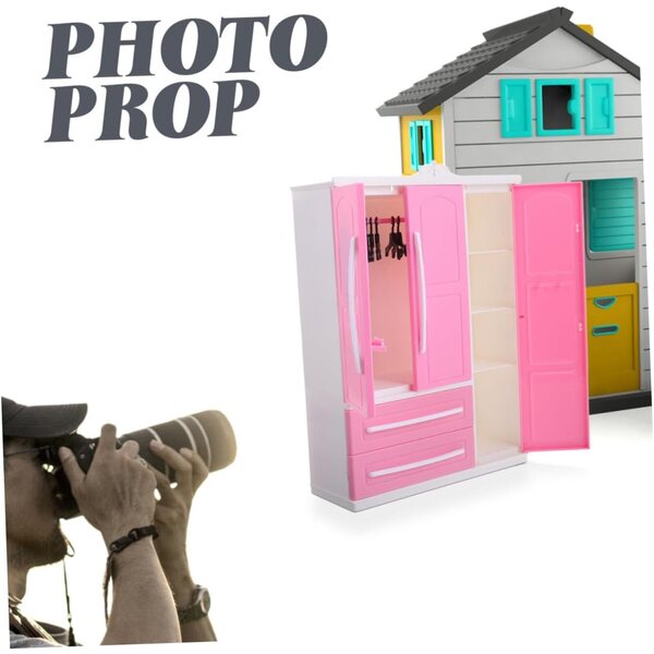 ERINGOGO Puppengarderobe mit 10 Kleiderbügeln – Miniatur-Kleiderschrank 25,5 x 18 x 6,5 cm