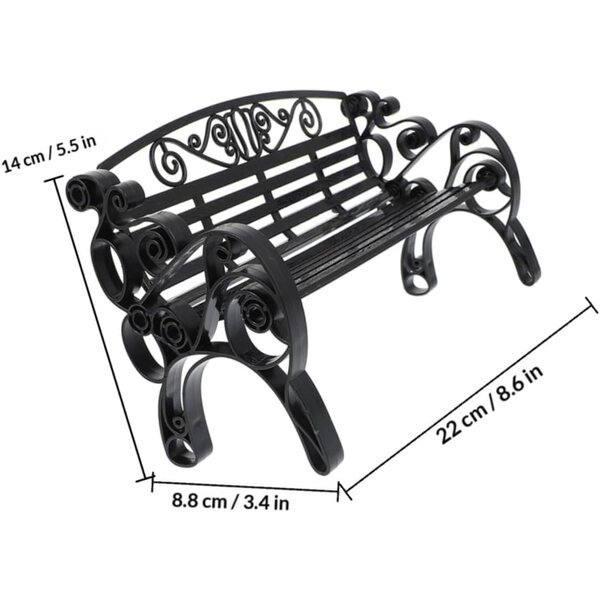 VICASKY Mini Panchina Nera 2 Pezzi in Plastica Realistica per Case delle Bambole