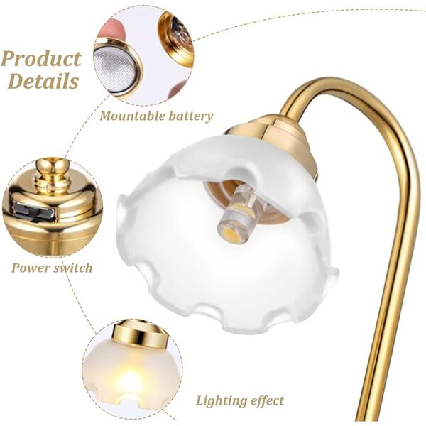 Set 2 Luci LED Miniatura per Casa delle Bambole 1:12 con Interruttore e Batteria