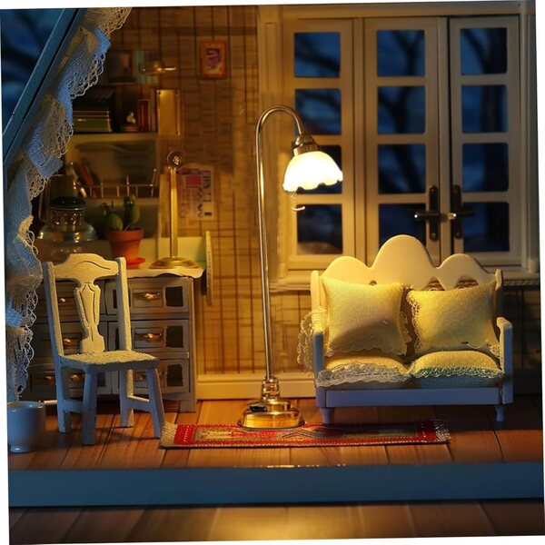 Set 2 Luci LED Miniatura per Casa delle Bambole 1:12 con Interruttore e Batteria