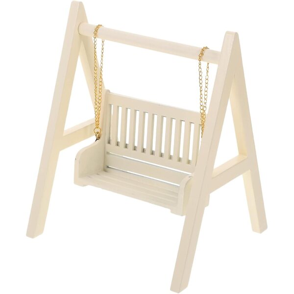 Altalena Miniatura in Legno Beige per Casa delle Bambole, Dimensioni 16x12,3x11 cm