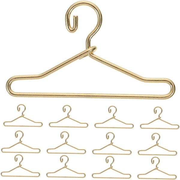 VICASKY 45 Mini-Kleiderbügel aus goldener Legierung für Puppen, Puppenhauszubehör