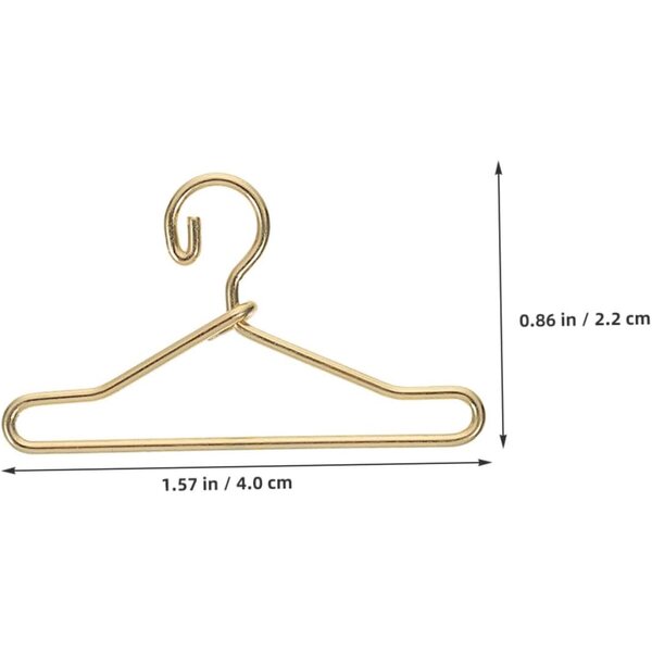 VICASKY 45 Mini-Kleiderbügel aus goldener Legierung für Puppen, Puppenhauszubehör