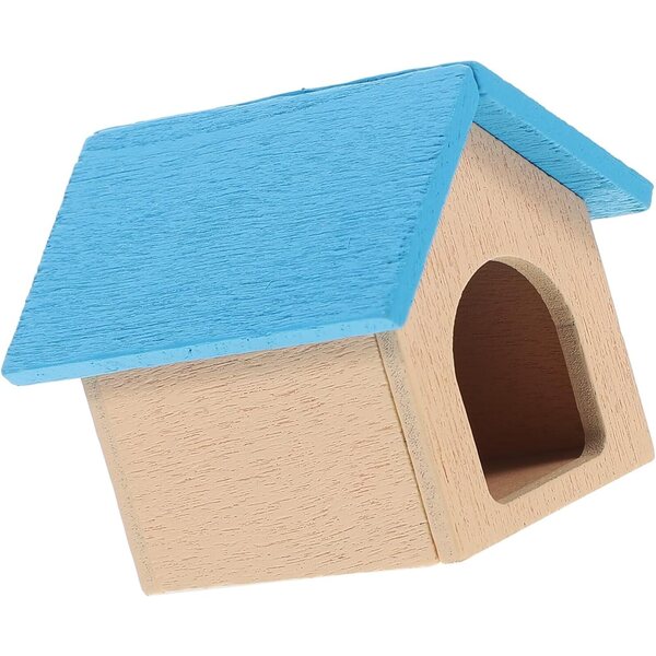 Blauer Miniatur-Hundezwinger aus Holz – perfekte Puppenhaus-Dekoration