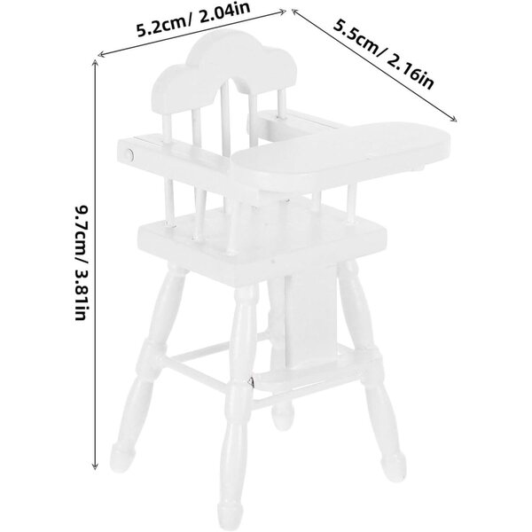 Mini Sedia in Legno Bianca per Casa delle Bambole in Scala 1/12, Realistica e Compatta