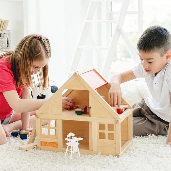 Mini Sedia in Legno Bianca per Casa delle Bambole in Scala 1/12, Realistica e Compatta