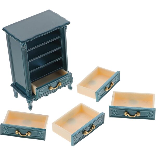 Mini Mobiletto Blu per Casa delle Bambole in Plastica Robusta e Compatta 5,5x3,7x2,2 cm