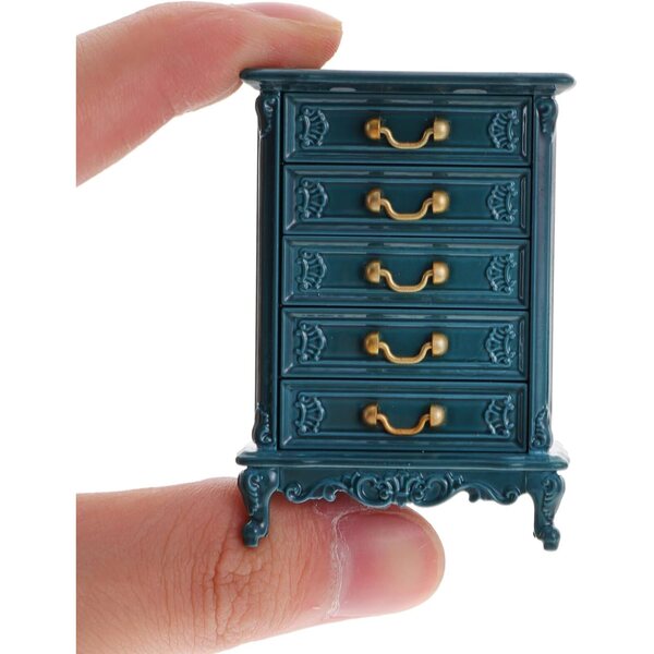 Mini Mobiletto Blu per Casa delle Bambole in Plastica Robusta e Compatta 5,5x3,7x2,2 cm