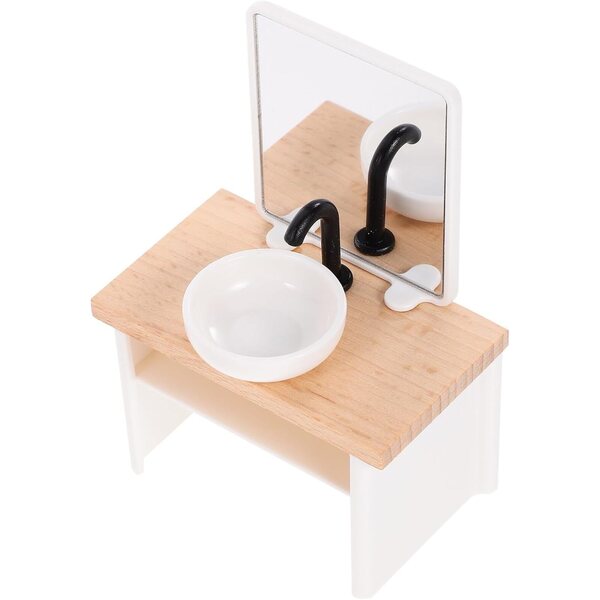 ERINGOGO Lavandino in Miniatura per Casa delle Bambole in Legno e Plastica Decorativo