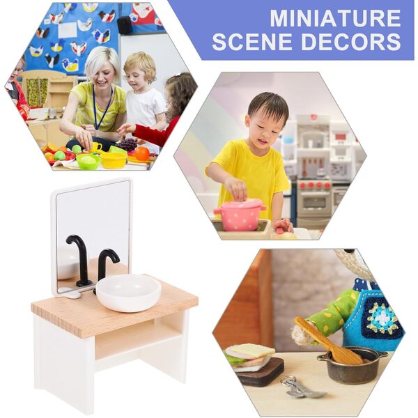 ERINGOGO Lavandino in Miniatura per Casa delle Bambole in Legno e Plastica Decorativo