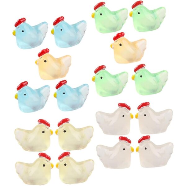 INOOMP 18 pezzi Mini Statua Pollo in Resina Luminosi per Decorazioni Miniatura