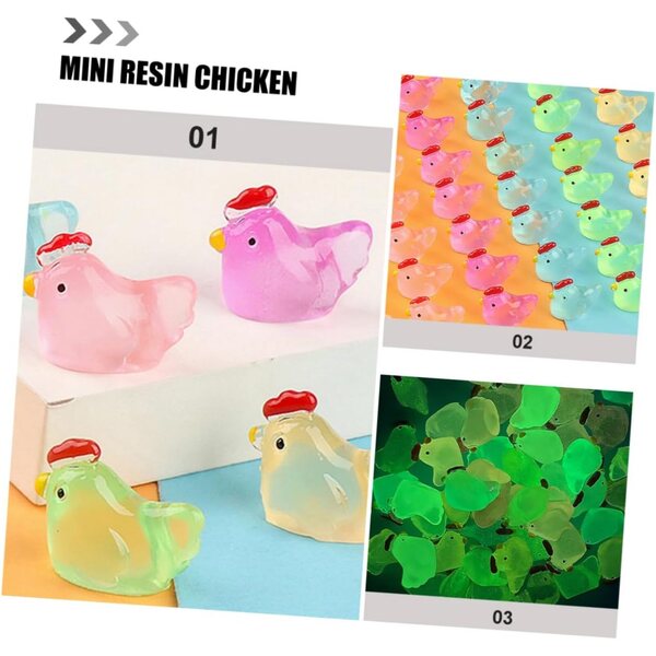 INOOMP 18 pezzi Mini Statua Pollo in Resina Luminosi per Decorazioni Miniatura