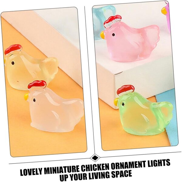 INOOMP 18 pezzi Mini Statua Pollo in Resina Luminosi per Decorazioni Miniatura