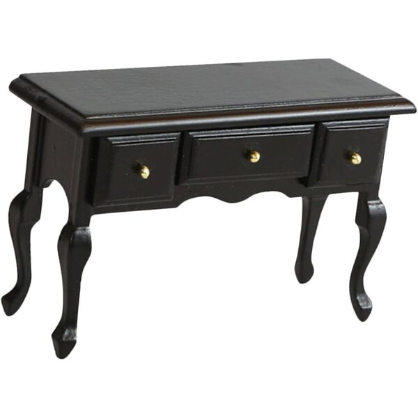 Mini Scrivania in Legno Nero per Casa delle Bambole, Mobili Decorativi in Miniatura