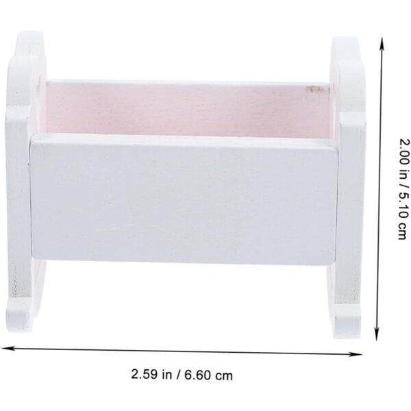 Set 2 Mini Culle in Legno Bianche per Casa delle Bambole, Mobili Miniatura Resistenti