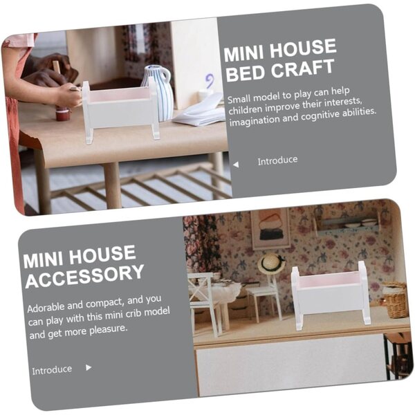 Set 2 Mini Culle in Legno Bianche per Casa delle Bambole, Mobili Miniatura Resistenti