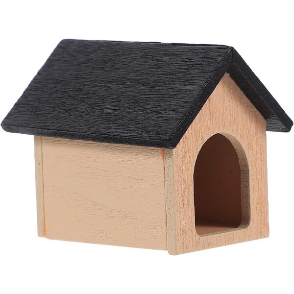 KOMBIUDA Mini Cuccia in Legno Nero per Casa delle Bambole, Decorazione Realistica e Robusta