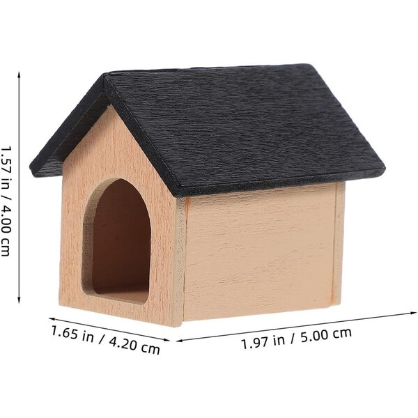 KOMBIUDA Mini Cuccia in Legno Nero per Casa delle Bambole, Decorazione Realistica e Robusta