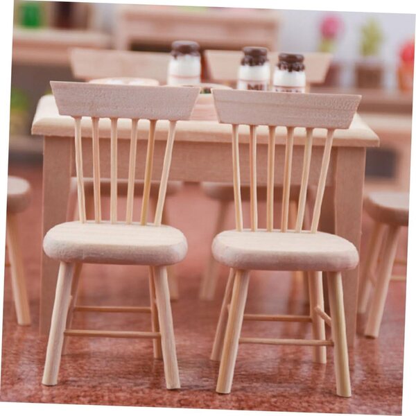 Miniatur-Möbelset 1/12 WOONEKY Holztisch und 4 Stühle für Puppenhaus