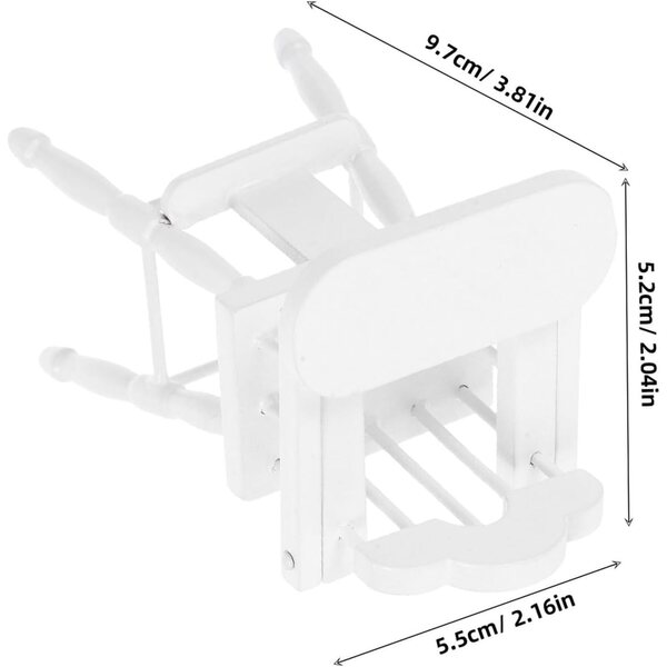 Alasum Mini Sedia in Legno Bianco per Casa delle Bambole - Scala 1/12 Decorativa