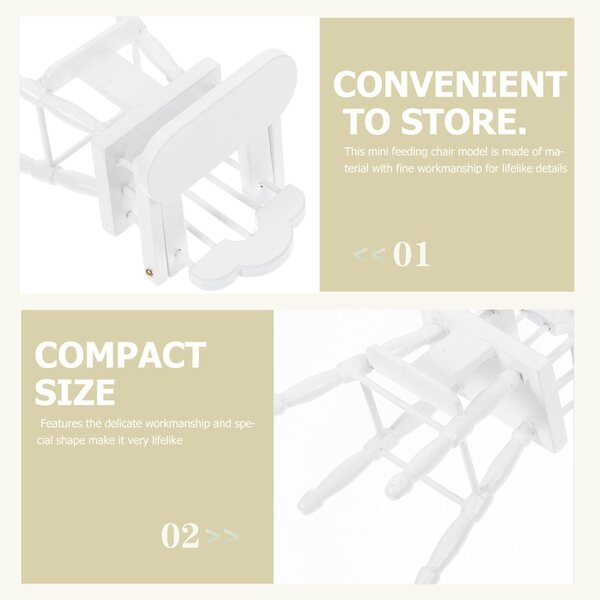 Alasum Mini Sedia in Legno Bianco per Casa delle Bambole - Scala 1/12 Decorativa