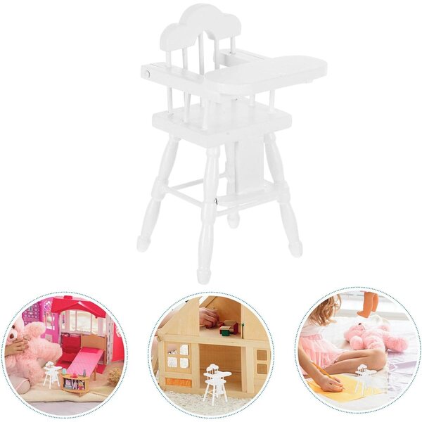 Alasum Mini Sedia in Legno Bianco per Casa delle Bambole - Scala 1/12 Decorativa