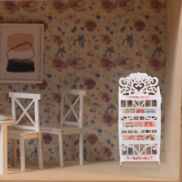Scarpiera in Plastica per Bambole Mini Casa 19,5x9x4,5 cm Bianco SOPOTUTU