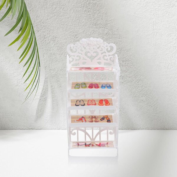 Scarpiera in Plastica per Bambole Mini Casa 19,5x9x4,5 cm Bianco SOPOTUTU