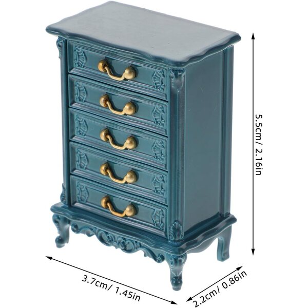 GARVALON Mini Mobiletto Blu in Plastica per Casa delle Bambole, Miniatura Realistica e Resistente