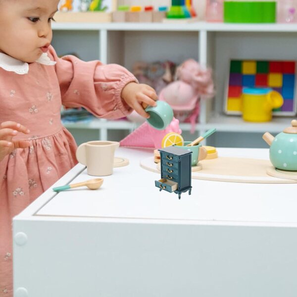 GARVALON Mini Mobiletto Blu in Plastica per Casa delle Bambole, Miniatura Realistica e Resistente