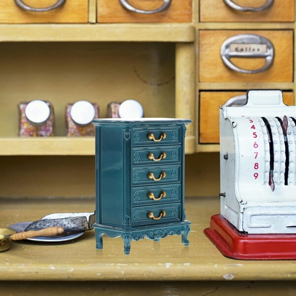GARVALON Mini Mobiletto Blu in Plastica per Casa delle Bambole, Miniatura Realistica e Resistente
