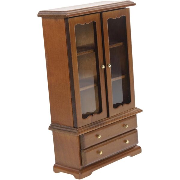 ifundom Libreria in Miniatura 1:12 con Doppia Porta e Tre Ripiani in Legno e Vetro