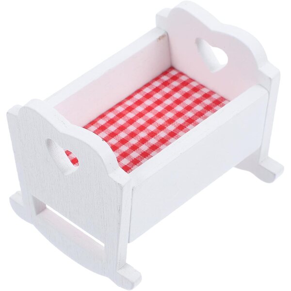 Letto per Bambole in Legno Miniatura 6,6x5,1x5,2 cm per Mini Casa SOPOTUTU