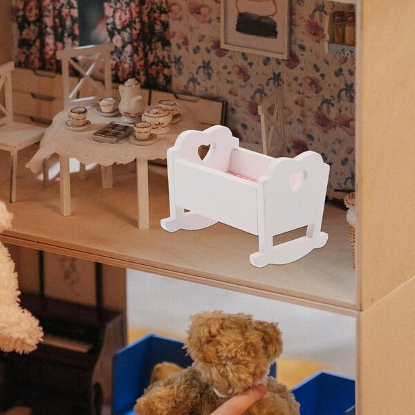 Letto per Bambole in Legno Miniatura 6,6x5,1x5,2 cm per Mini Casa SOPOTUTU