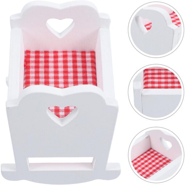 Letto per Bambole in Legno Miniatura 6,6x5,1x5,2 cm per Mini Casa SOPOTUTU