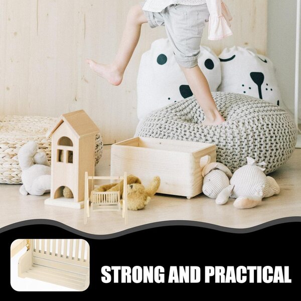 Mini beige Holzschaukel für Puppenhaus, langlebiges dekoratives Accessoire