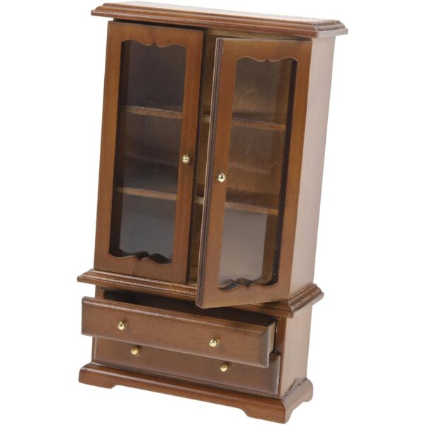 GARVALON Libreria in Miniatura Scala 1:12 in Legno e Vetro, Mensola Decorativa per Casa delle Bambole