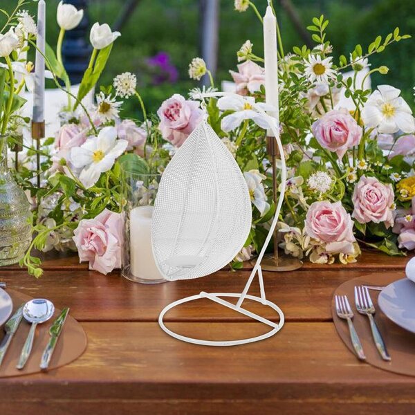 Mini Altalena in Lega Bianco per Decorazione Casa delle Bambole e Giardino 16x9,5 cm