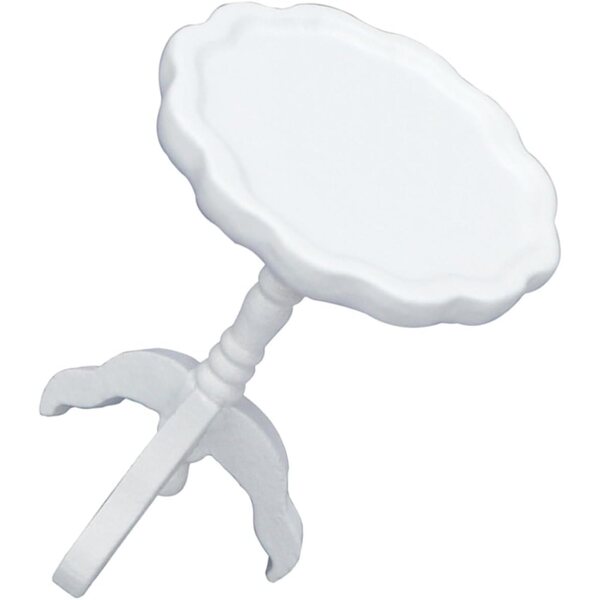 Tavolo Rotondo Miniatura in Legno Bianco per Casa delle Bambole 5,5x4,5 cm
