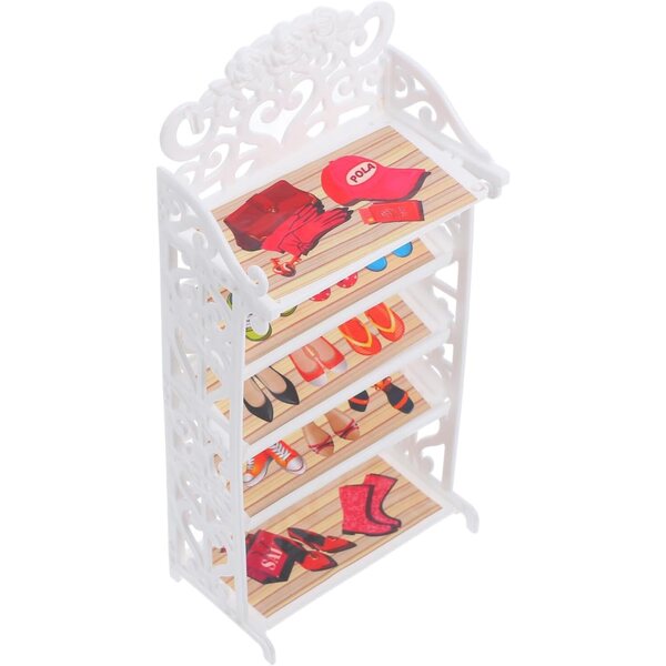 Scaffale portascarpe in plastica per bambole miniatura, mobili compatti casa delle bambole