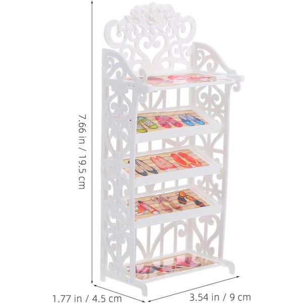 Scaffale portascarpe in plastica per bambole miniatura, mobili compatti casa delle bambole