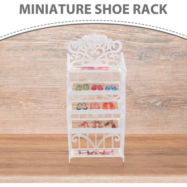 Scaffale portascarpe in plastica per bambole miniatura, mobili compatti casa delle bambole