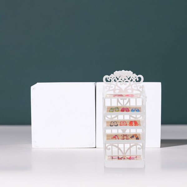 Scaffale portascarpe in plastica per bambole miniatura, mobili compatti casa delle bambole