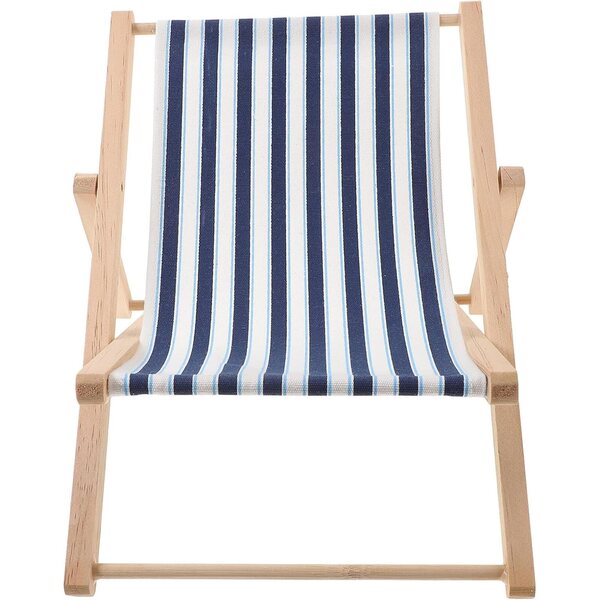 VICASKY Dekorativer Strandstuhl aus Holz und mehrfarbigem Stoff im mediterranen Stil