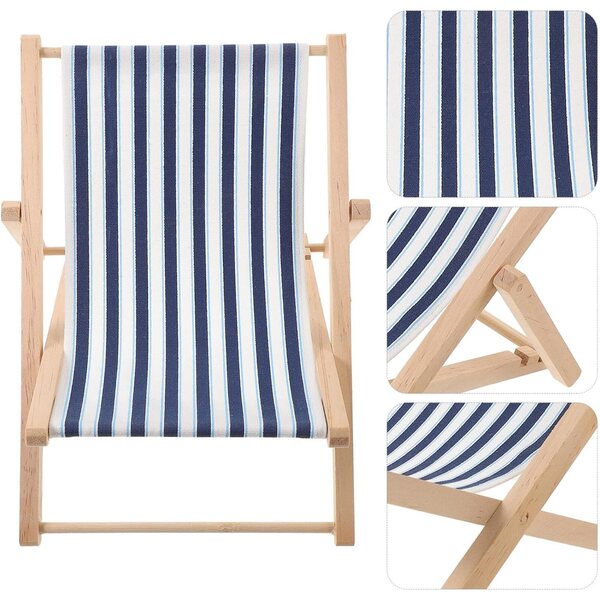 VICASKY Dekorativer Strandstuhl aus Holz und mehrfarbigem Stoff im mediterranen Stil